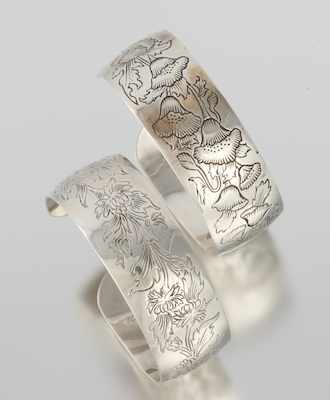 Appraisal: Two Kirk Son Sterling Silver Cuff Bracelets Sterling silver cuff