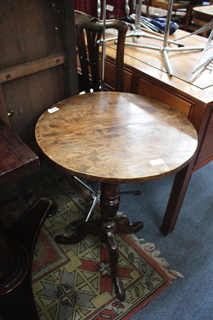 Appraisal: AN ANTIQUE FRUITWOOD TRIPOD TABLE the top cm diameter together