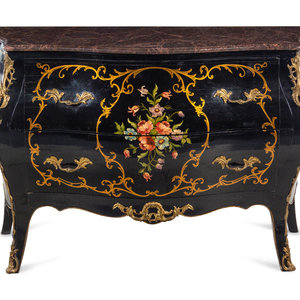 Appraisal: A Louis XV Style Gilt Metal Mounted Painted Marble-Top Commode