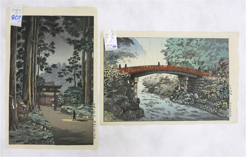 Appraisal: TSUCHIYA KOITSU TWO WOODCUTS Japan - Evening Scene at Futara-San