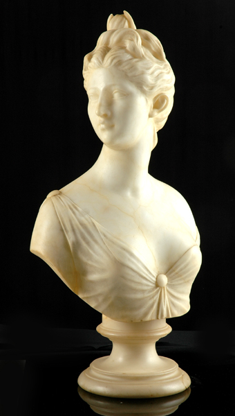 Appraisal: A LATE TH CENTURY MARBLE BUST OF A MAIDEN Possibly