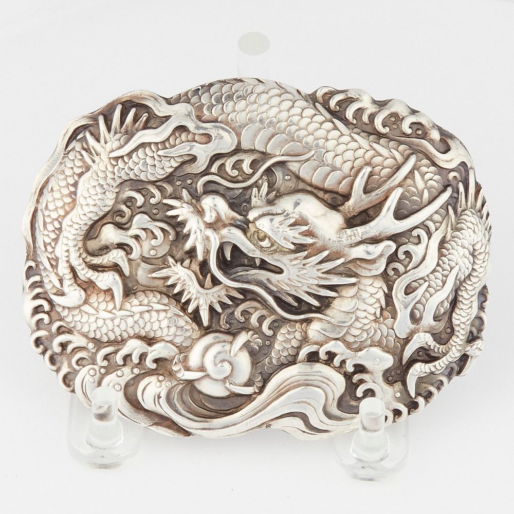 Appraisal: Chinese or Japanese Silver Dragon Brooch Chinese or Japanese silver