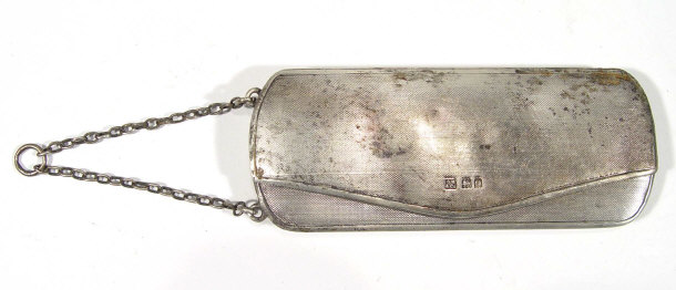 Appraisal: Silver purse with engine turned decoration London cm in length