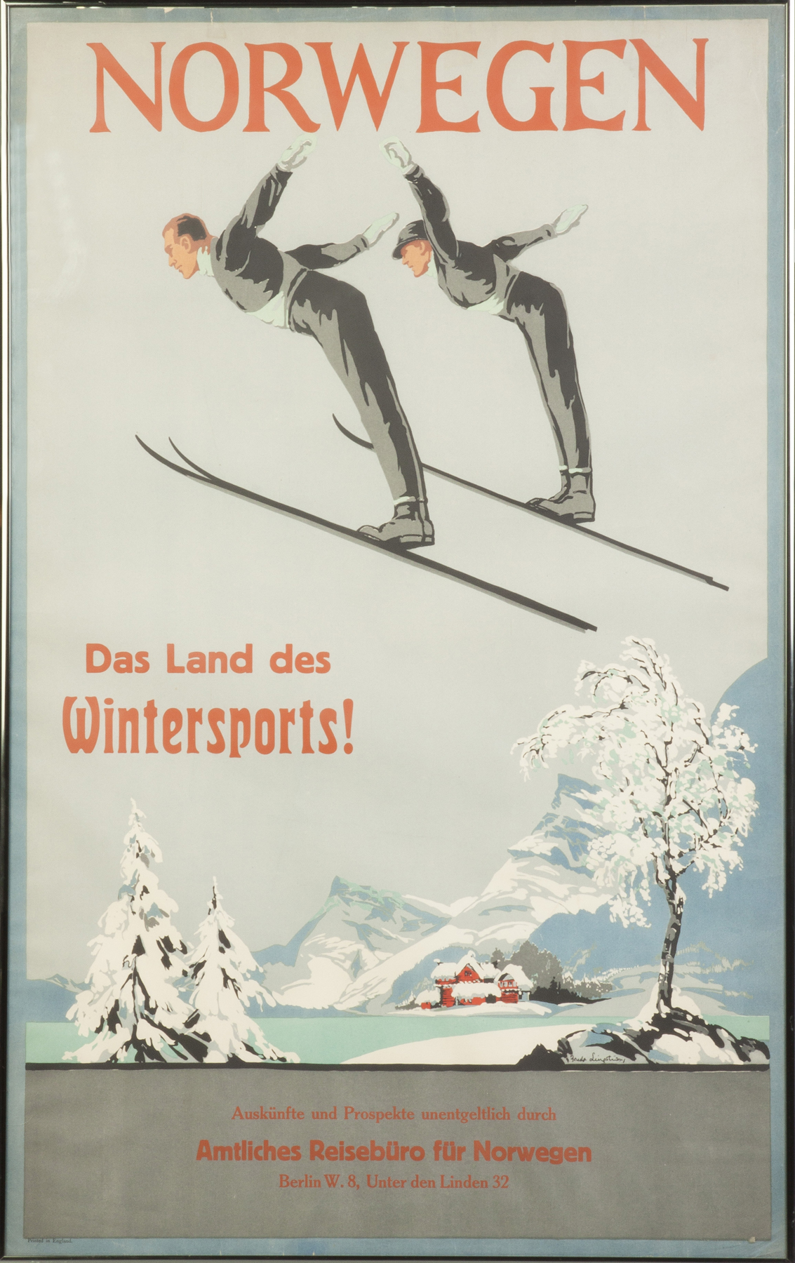 Appraisal: Norwegian Ski Poster by Freda Lingstrom C