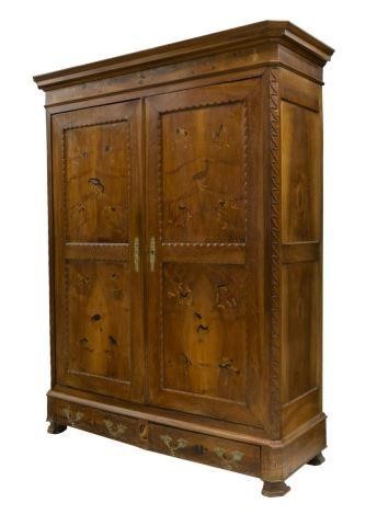 Appraisal: French fruitwood armoire mid th c accented with inlaid ebonized