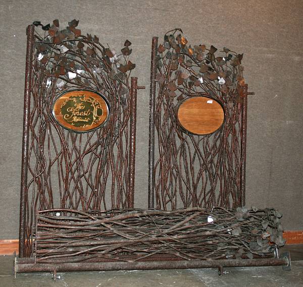 Appraisal: Contemporary iron and patinated metal twig form gates last half