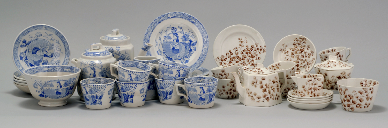 Appraisal: TWO TH CENTURY CHILDREN'S CHINA TEA SETS Includes an English