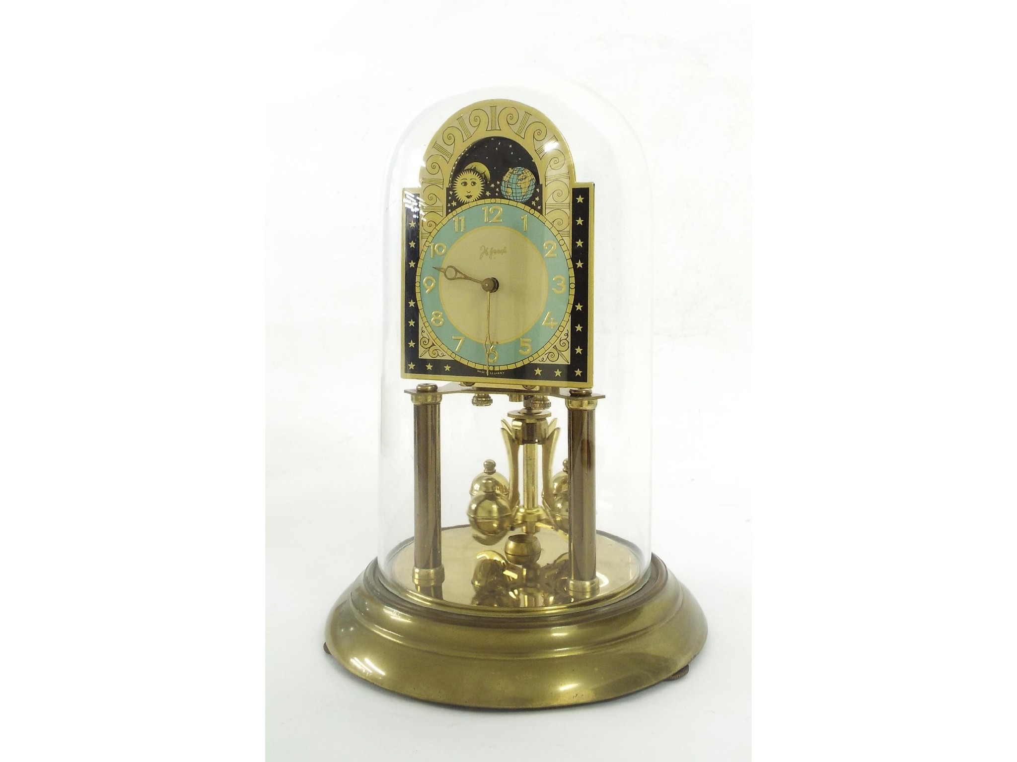 Appraisal: Wurthner brass torsion mantel clock the coloured arched dial with