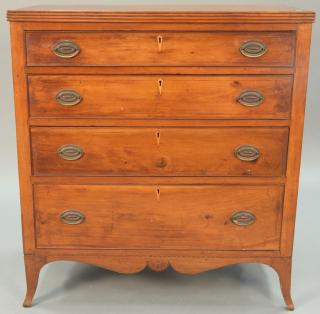 Appraisal: Federal cherry inlaid four drawer chest with flared French feet