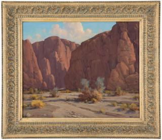 Appraisal: Wilton McCoy Desert landscape in a red rock canyon signed