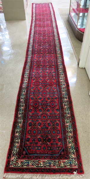 Appraisal: SEMI-ANTIQUE PERSIAN EVERU RUNNER Hamadan Province northwestern Iran hand knotted