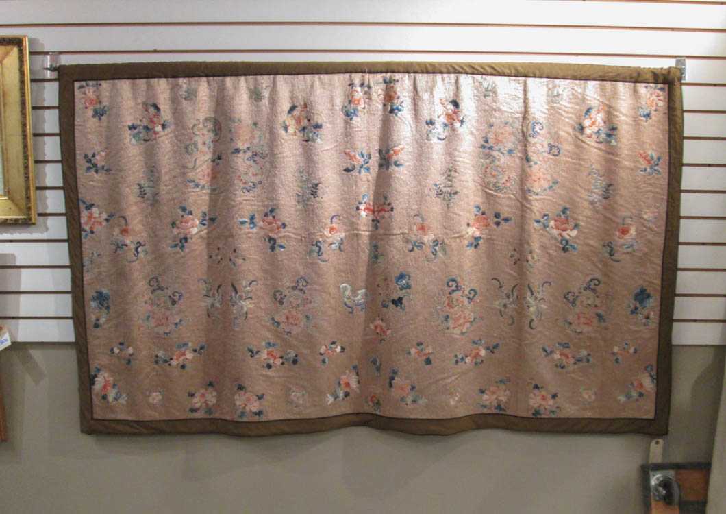 Appraisal: CHINESE SILK EMBROIDERY WALL HANGING a rectangular panel decorated with