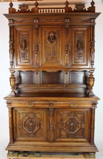 Appraisal: French Henri II buffet in walnut with carved portrait plaques