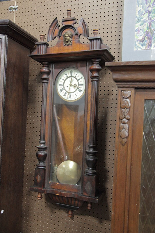 Appraisal: WALL CLOCK Eight day clock with porcelain dial and brass