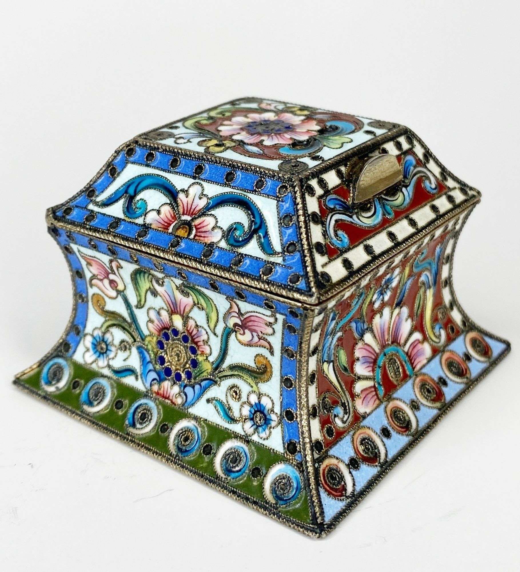 Appraisal: Russian Silver Gilt and Enamel Hinged Lid Box tall at