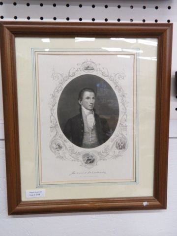 Appraisal: James Monroe Steel Engraving approx x framed