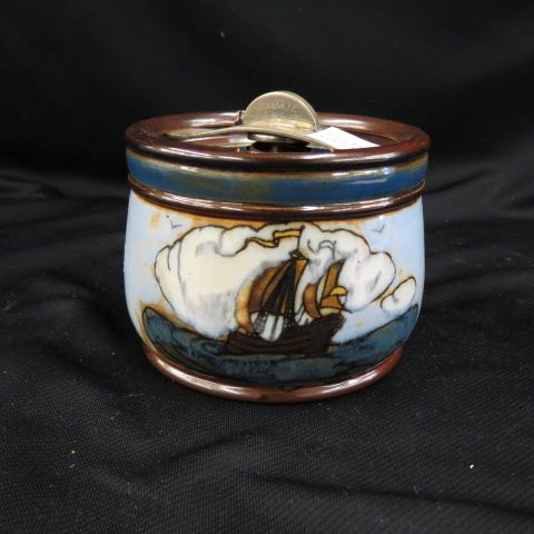 Appraisal: Royal Doulton Art Pottery Humidor sailing ship decor circa diameter