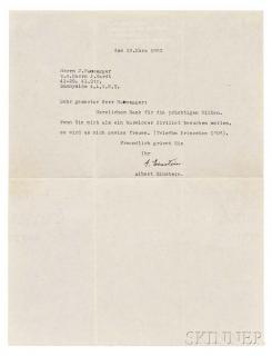 Appraisal: Einstein Albert - Typed Letter Signed Princeton New Jersey March