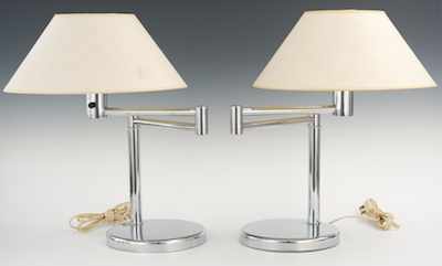 Appraisal: A Pair of Nessen Chrome Table Lamps Both of the