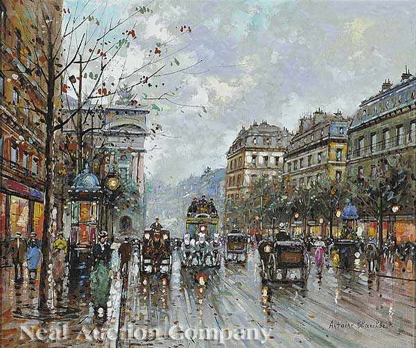 Appraisal: Antoine Blanchard French - Parisian Street Scene oil on canvas