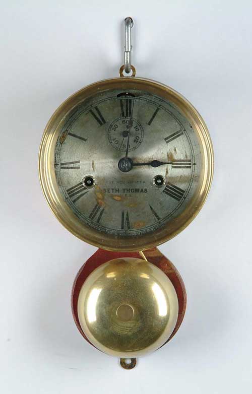 Appraisal: SETH THOMAS BRASS SHIP S CLOCK Outside bell silvered dial