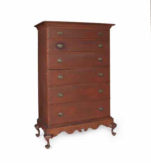 Appraisal: New Hampshire Queen Anne stained maple chest on frame ca