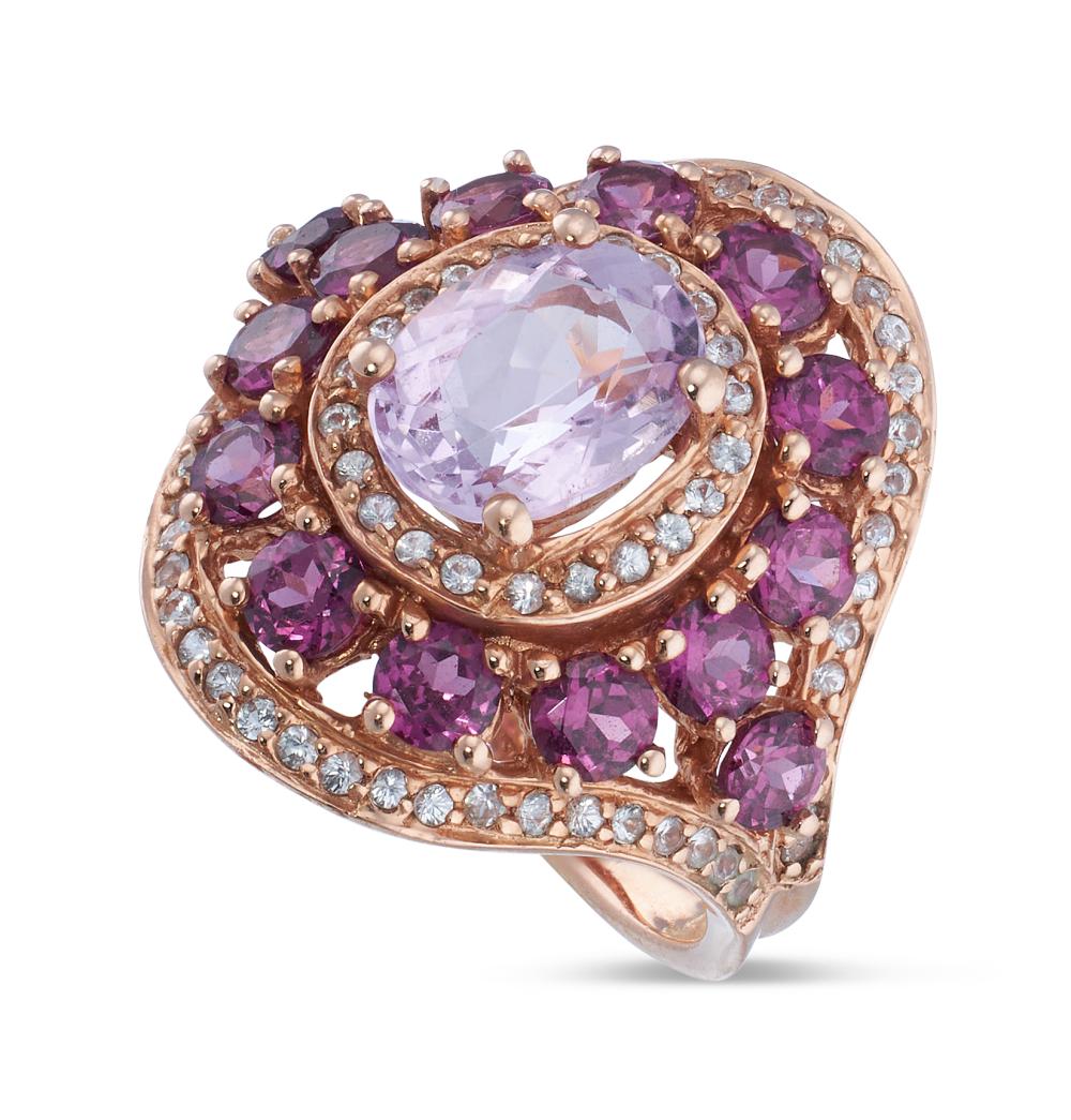 Appraisal: SPODUMENE KUNZITE AMETHYST WHITE SAPPHIRE AND KT ROSE GOLD RING