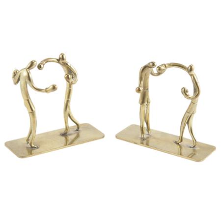 Appraisal: Pair of Brass Boxing Figural Groups Estimate -