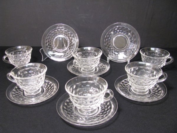 Appraisal: Six Fostoria American Clear Glass Cup Saucer Sets Cups high