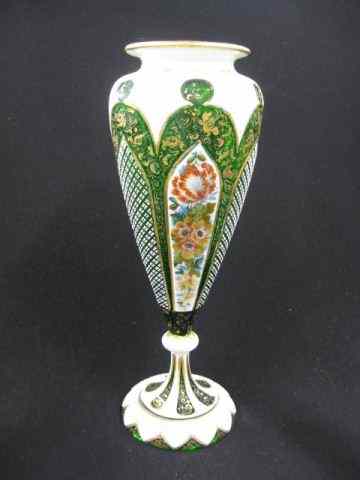 Appraisal: Bohemian Art Glass Vase white cut back to emerald enameled