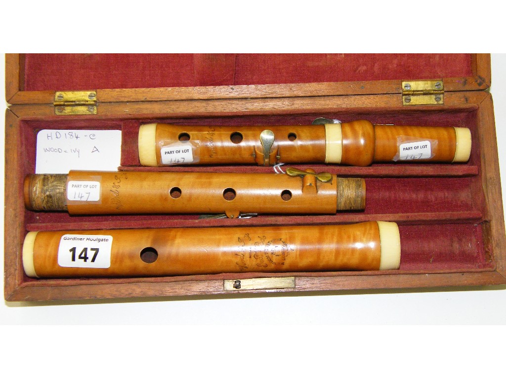 Appraisal: English boxwood and ivory mounted flute by George Wood circa