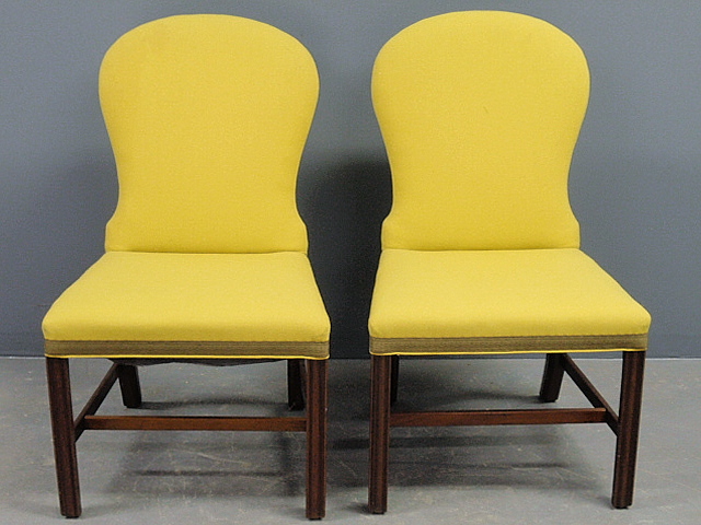 Appraisal: - Pair of Chippendale mahogany side chairs with straight molded