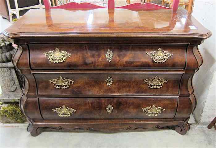 Appraisal: DUTCH ROCOCO STYLE BOMBE CHEST OF DRAWERS Henredon Furniture Industries