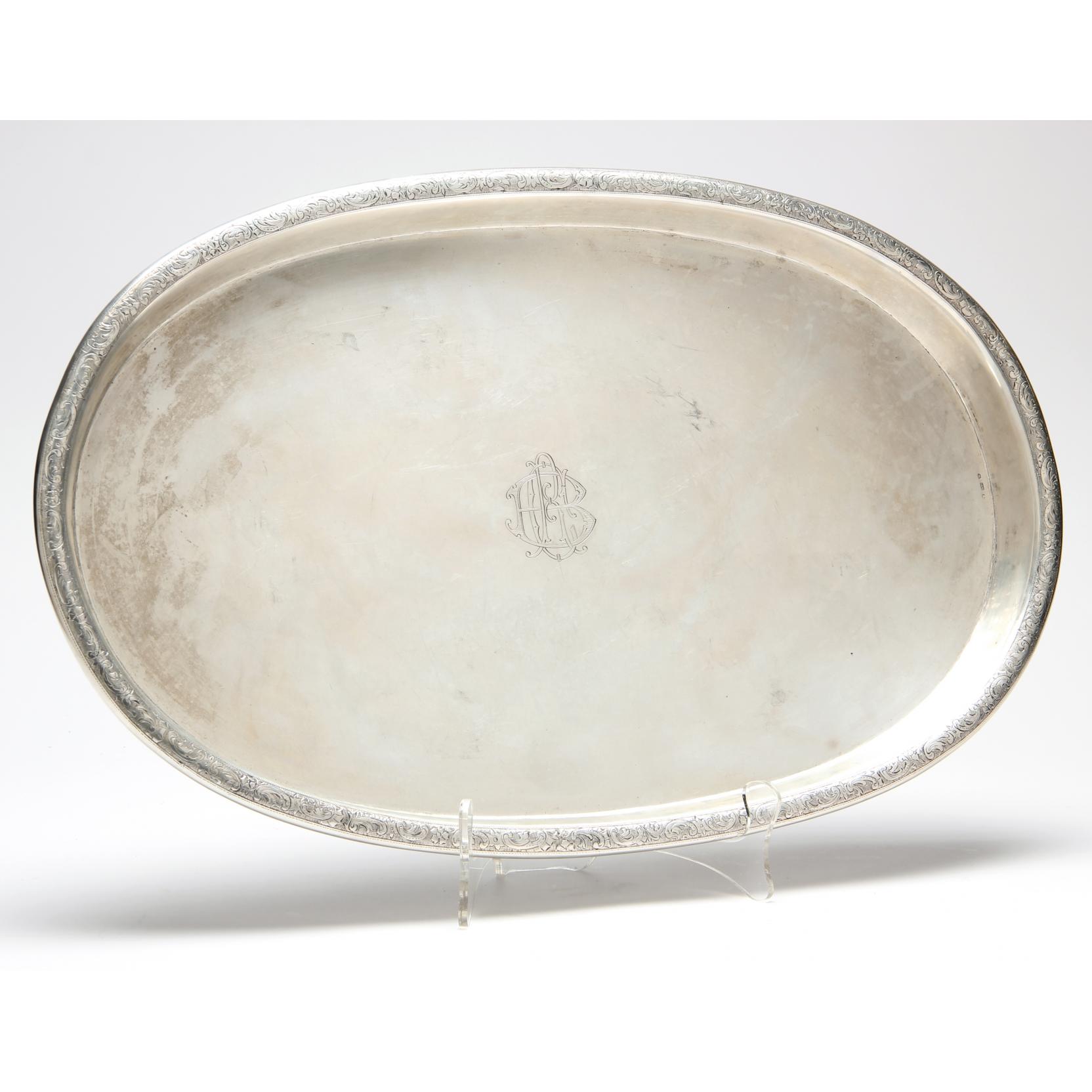 Appraisal: Vintage Austrian Silver Serving Tray oval form silver content post