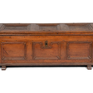 Appraisal: An Oak Blanket Chest Continental th Century with iron hardware