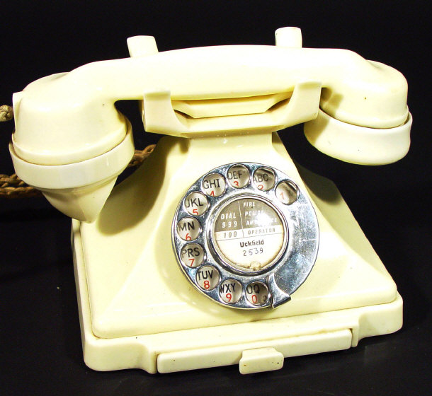 Appraisal: Ivory Bakelite GPO dial telephone numbered - to the receiver