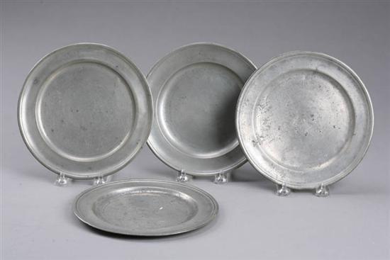 Appraisal: FOUR PEWTER PLATES By the Danforth family Middletown Connecticut Two