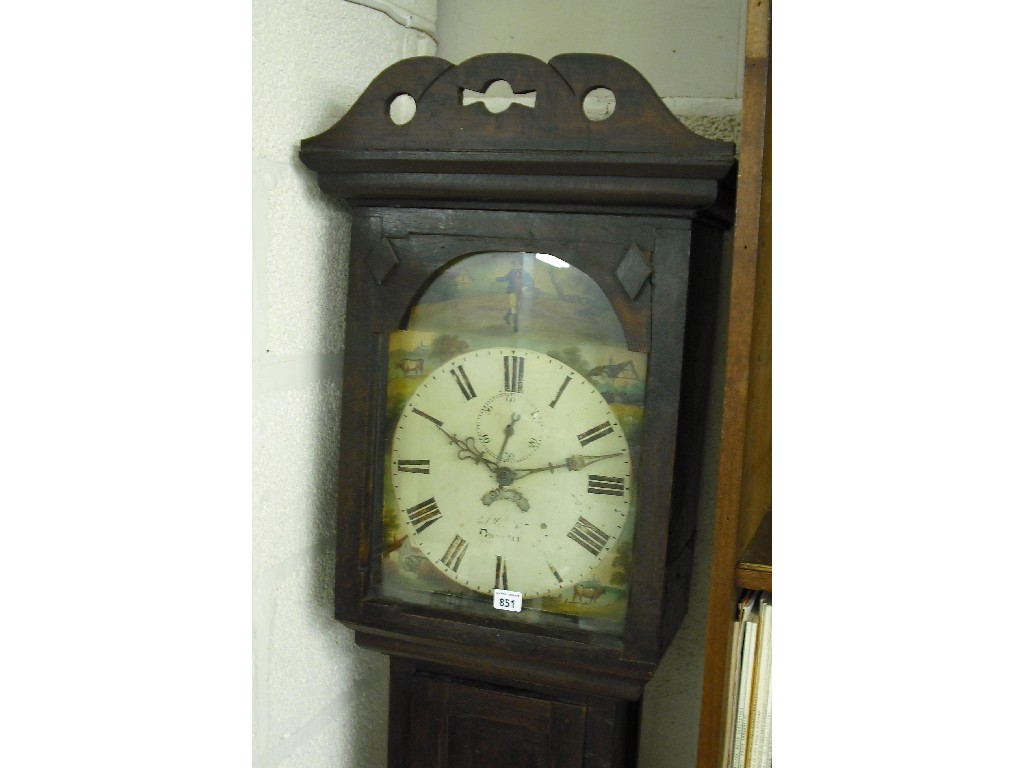 Appraisal: Oak thirty hour longcase clock the arched dial indistinctly signed