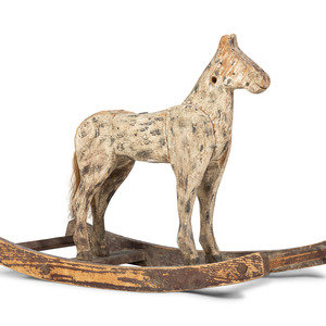 Appraisal: A Folk Art Painted Rocking Horse th Century Height x