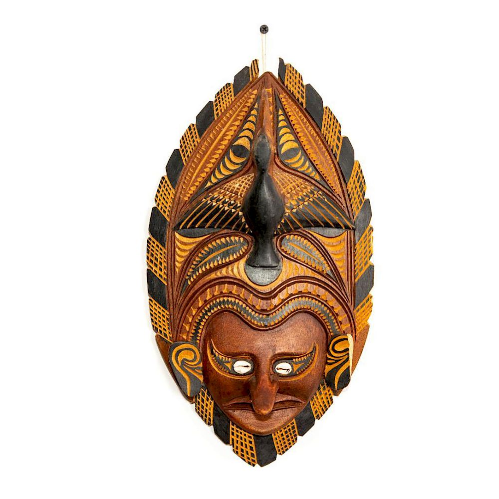 Appraisal: VINTAGE HANDCRAFTED AFRICAN WOODEN WALL MASK Tribal hanging decor Carved