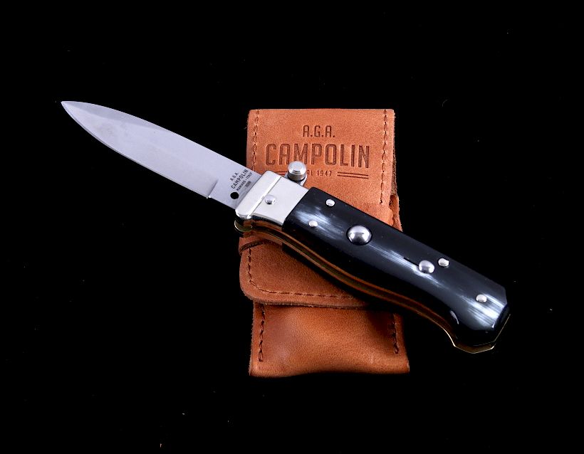 Appraisal: Campolin Buffalo Horn Italian Switchblade Knife This is an imported