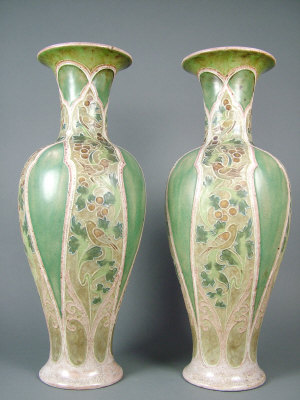 Appraisal: A pair of Royal Doulton stoneware vases by Mark V