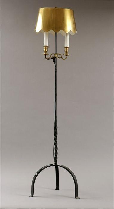 Appraisal: Wrought-Iron and Brass Two-Light Floor Lamp x in