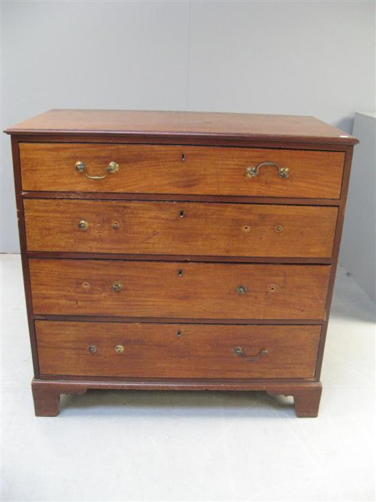 Appraisal: th century mahogany chest of four long drawers on bracket