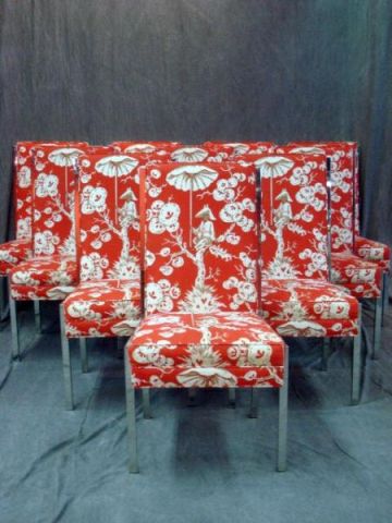 Appraisal: Mid Century chrome upholstered dining chairs From a Mamaroneck NY