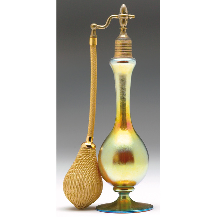 Appraisal: Steuben perfume atomizer bulbous form in gold aurene glass h