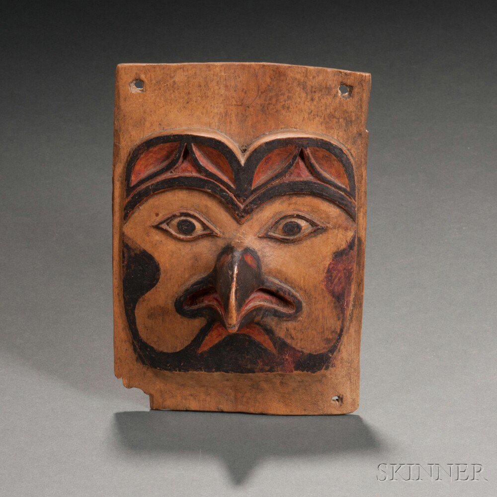 Appraisal: Northwest Coast Carved Wood Plaque with relief-carved stylized bird face