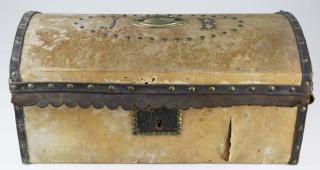 Appraisal: Early Th C Hide Covered Dome Top Box Initialed J