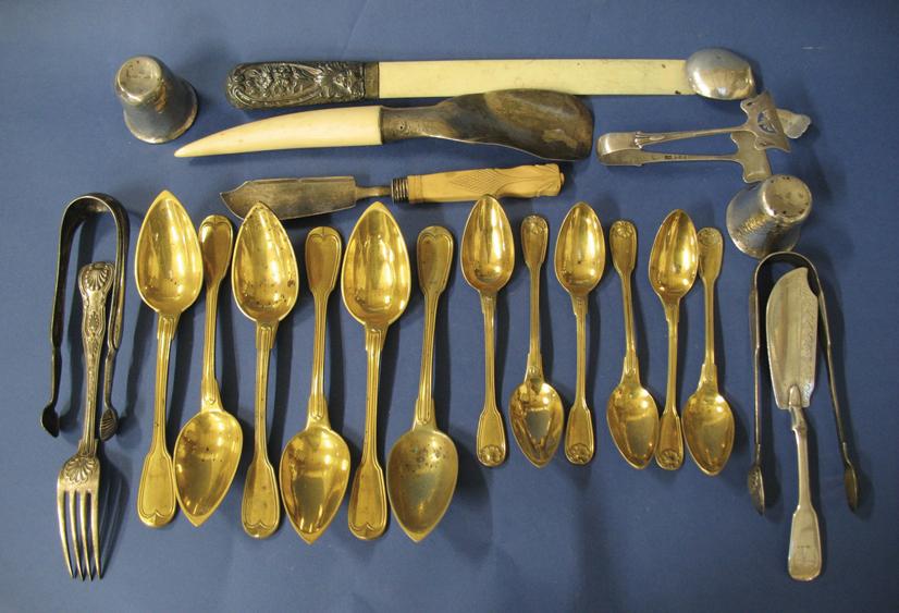 Appraisal: A MIXED LOT OF FLATWARE comprising a Victorian page turner