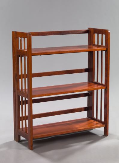 Appraisal: Interesting Stained Birch Three-Tier Folding Bookshelf in the Arts and